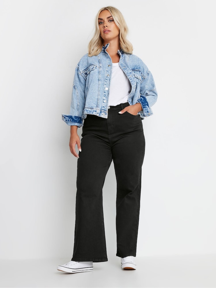Yours Curve Black Wide Leg Jeans - Image 2 of 4