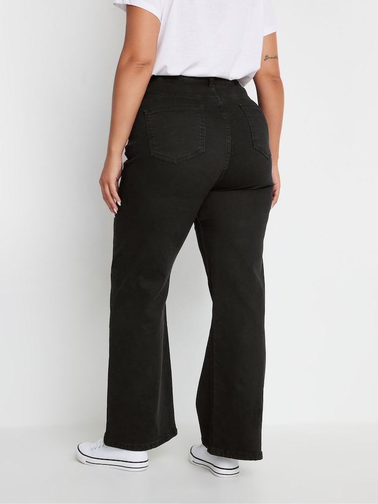 Yours Curve Black Wide Leg Jeans - Image 3 of 4