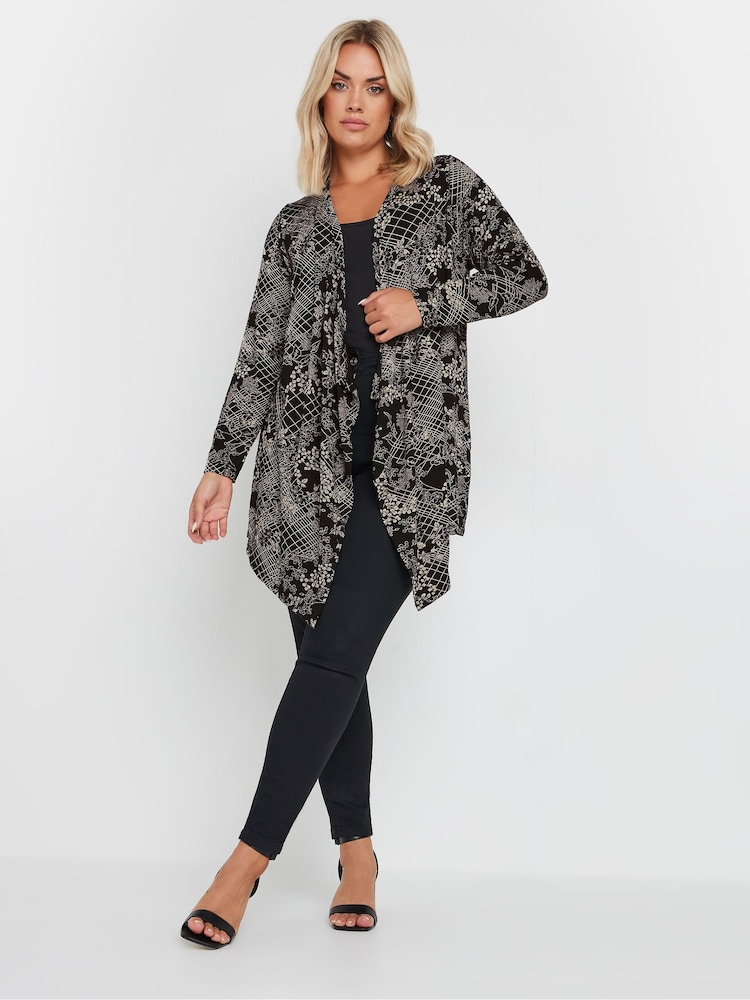Yours Curve Black Floral Print Cardigan - Image 2 of 5
