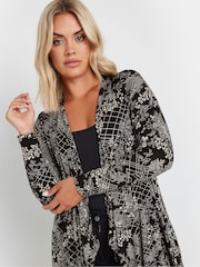 Yours Curve Black Floral Print Cardigan - Image 4 of 5