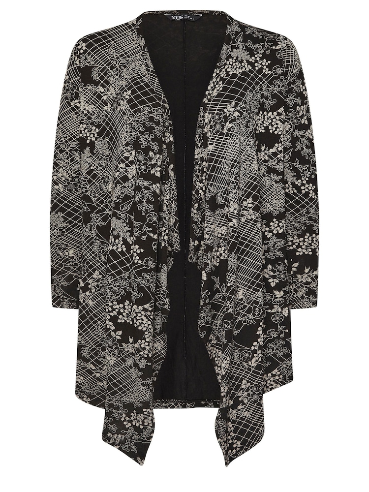 Yours Curve Black Floral Print Cardigan - Image 5 of 5