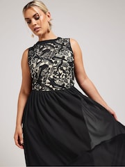 Yours Curve Black London Lace Front Maxi Dress - Image 2 of 4