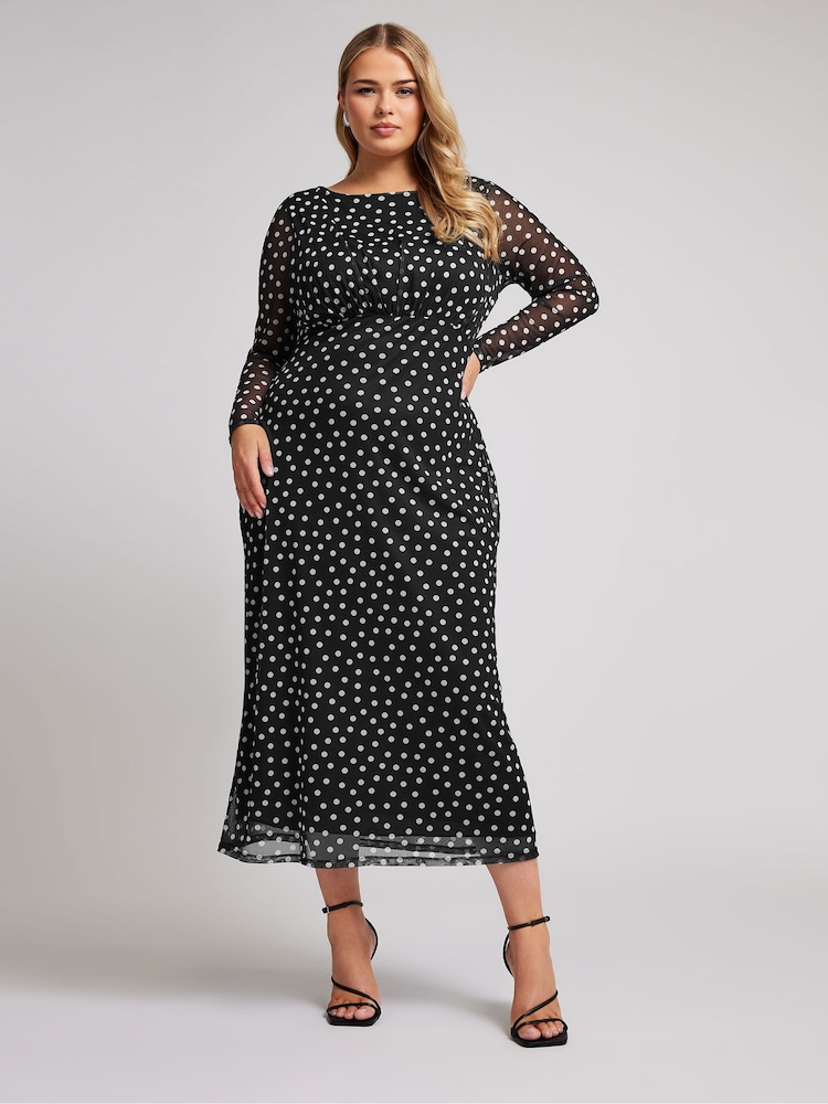 Yours Curve Black London Mesh Dress - Image 1 of 5