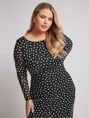 Yours Curve Black London Mesh Dress - Image 2 of 5
