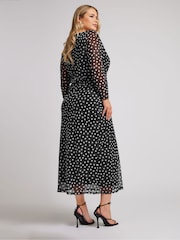 Yours Curve Black London Mesh Dress - Image 3 of 5