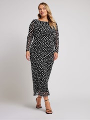 Yours Curve Black London Mesh Dress - Image 4 of 5