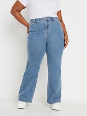 Yours Curve Blue Wide Leg Jeans - Image 1 of 6