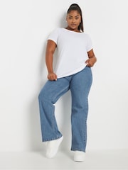 Yours Curve Blue Wide Leg Jeans - Image 2 of 6