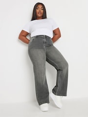 Yours Curve Grey Wide Leg Jeans - Image 2 of 4