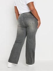 Yours Curve Grey Wide Leg Jeans - Image 3 of 4