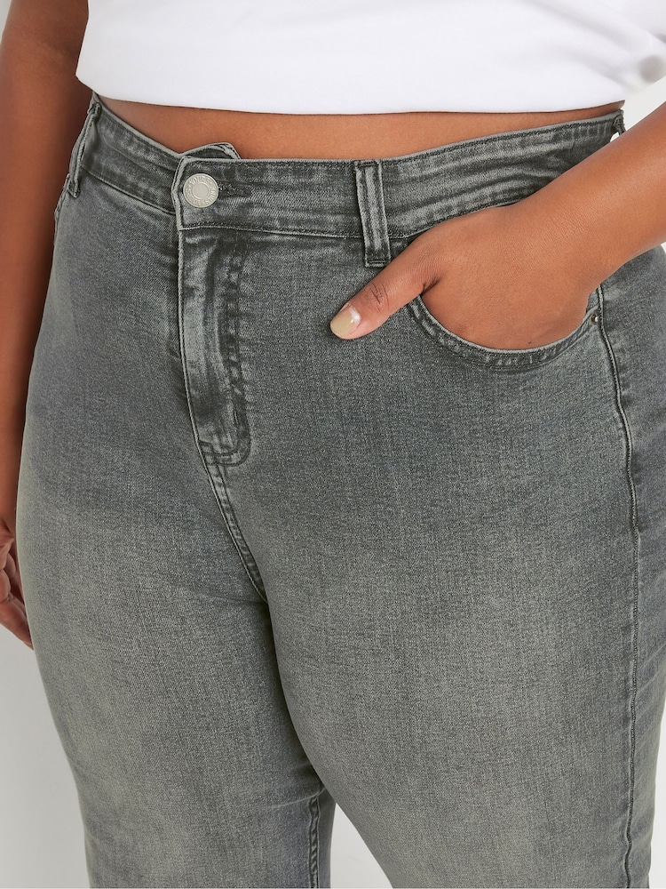 Yours Curve Grey Wide Leg Jeans - Image 4 of 4