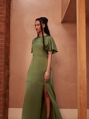 Rewritten Green Sienna Bridesmaid Dress With Angel Sleeve - Image 1 of 7