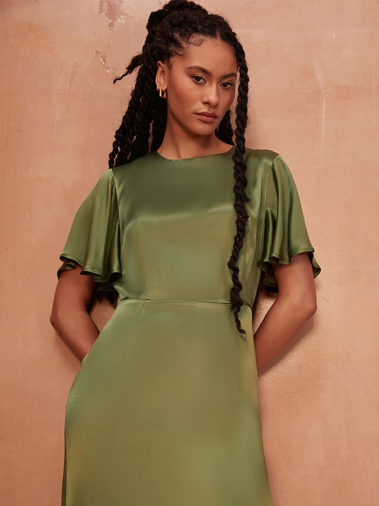Rewritten Green Sienna Bridesmaid Dress With Angel Sleeve - Image 2 of 7