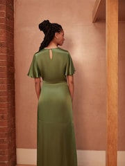 Rewritten Green Sienna Bridesmaid Dress With Angel Sleeve - Image 4 of 7