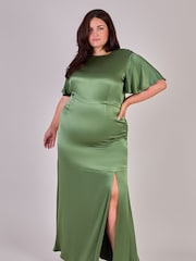 Rewritten Green Sienna Bridesmaid Dress With Angel Sleeve - Image 5 of 7