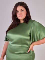 Rewritten Green Sienna Bridesmaid Dress With Angel Sleeve - Image 6 of 7