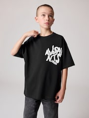 smALLSAINTS Black Boys Oversized Orlando Logo Crew 100% Cotton T-Shirt - Image 1 of 7