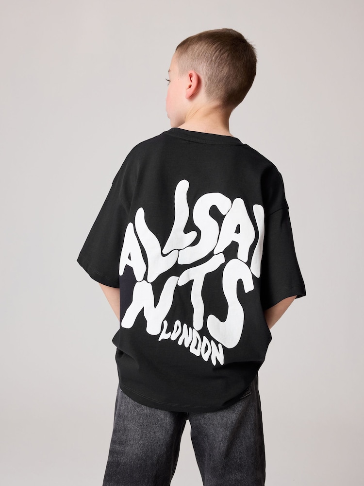 smALLSAINTS Black Boys Oversized Orlando Logo Crew 100% Cotton T-Shirt - Image 2 of 7