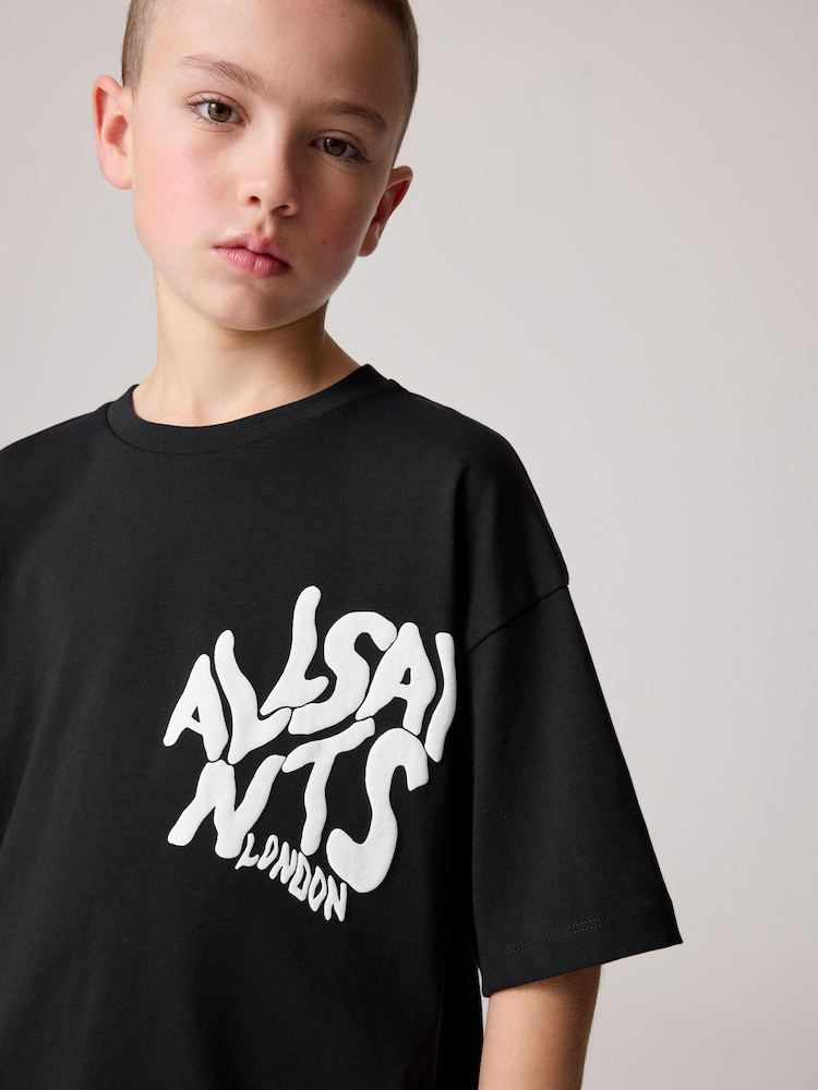 smALLSAINTS Black Boys Oversized Orlando Logo Crew 100% Cotton T-Shirt - Image 3 of 7