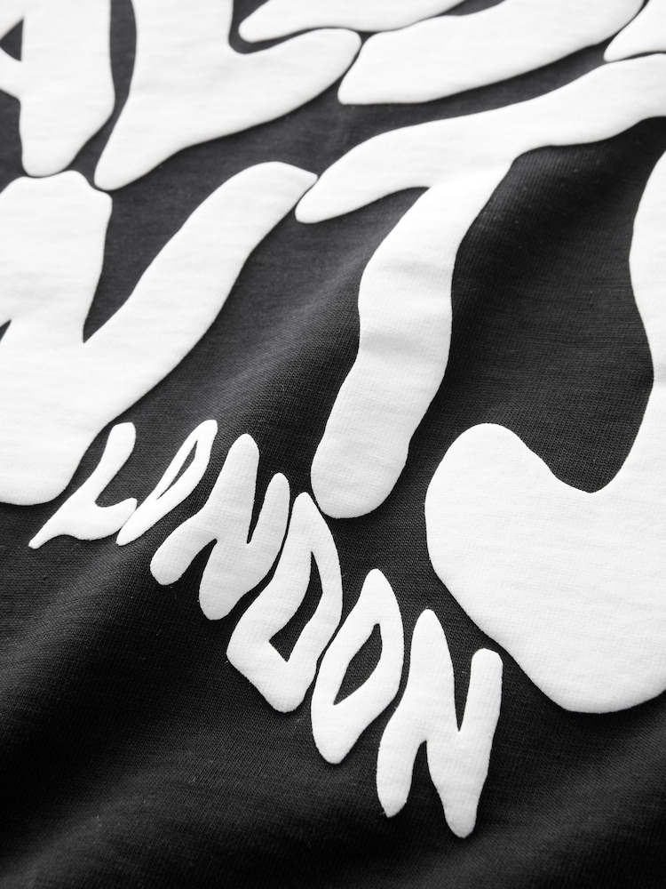 smALLSAINTS Black Boys Oversized Orlando Logo Crew 100% Cotton T-Shirt - Image 7 of 7