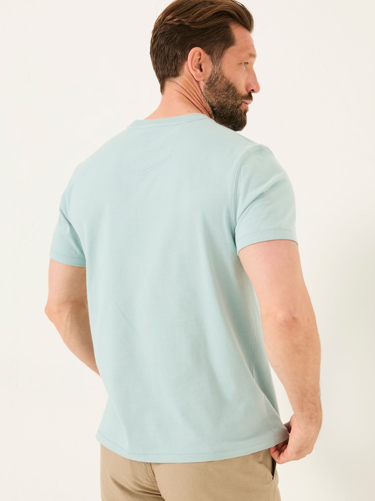 FatFace Light Blue Chest Stripe Tile 100% Cotton T-Shirt - Image 2 of 5