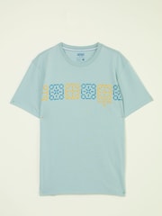 FatFace Light Blue Chest Stripe Tile 100% Cotton T-Shirt - Image 5 of 5