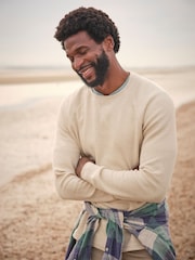 FatFace Natural Long-Sleeve Waffle Crew - Image 1 of 11