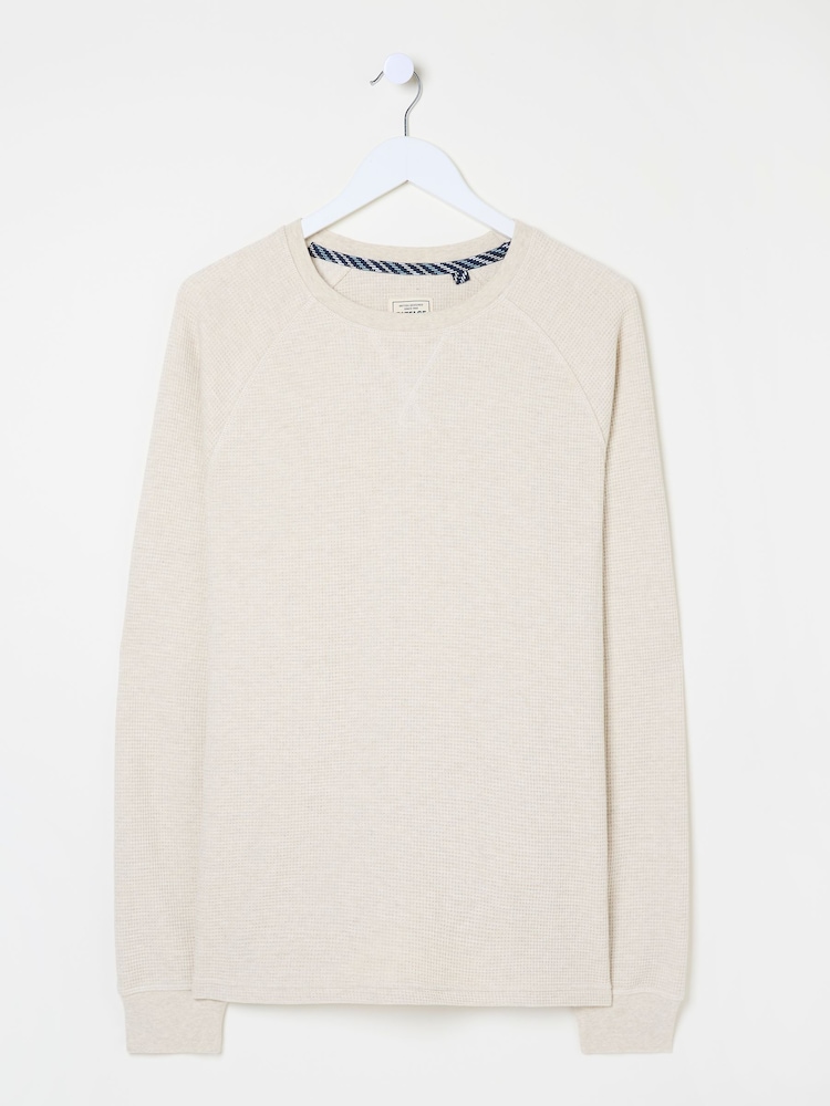 FatFace Natural Long-Sleeve Waffle Crew - Image 10 of 11