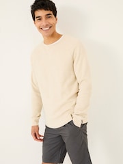 FatFace Natural Long-Sleeve Waffle Crew - Image 2 of 11