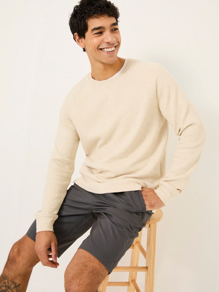 FatFace Natural Long-Sleeve Waffle Crew - Image 4 of 11