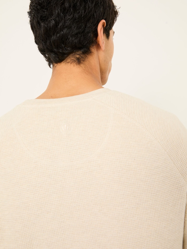 FatFace Natural Long-Sleeve Waffle Crew - Image 5 of 11