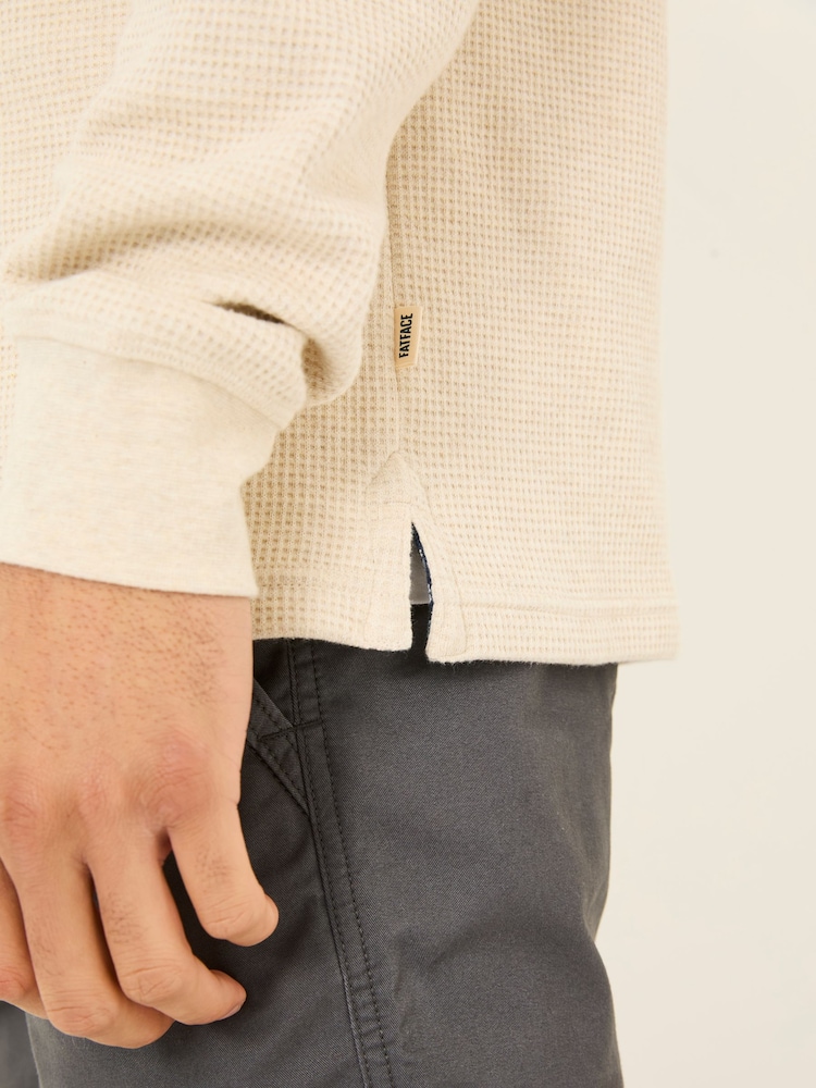 FatFace Natural Long-Sleeve Waffle Crew - Image 6 of 11