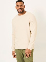 FatFace Natural Long-Sleeve Waffle Crew - Image 8 of 11