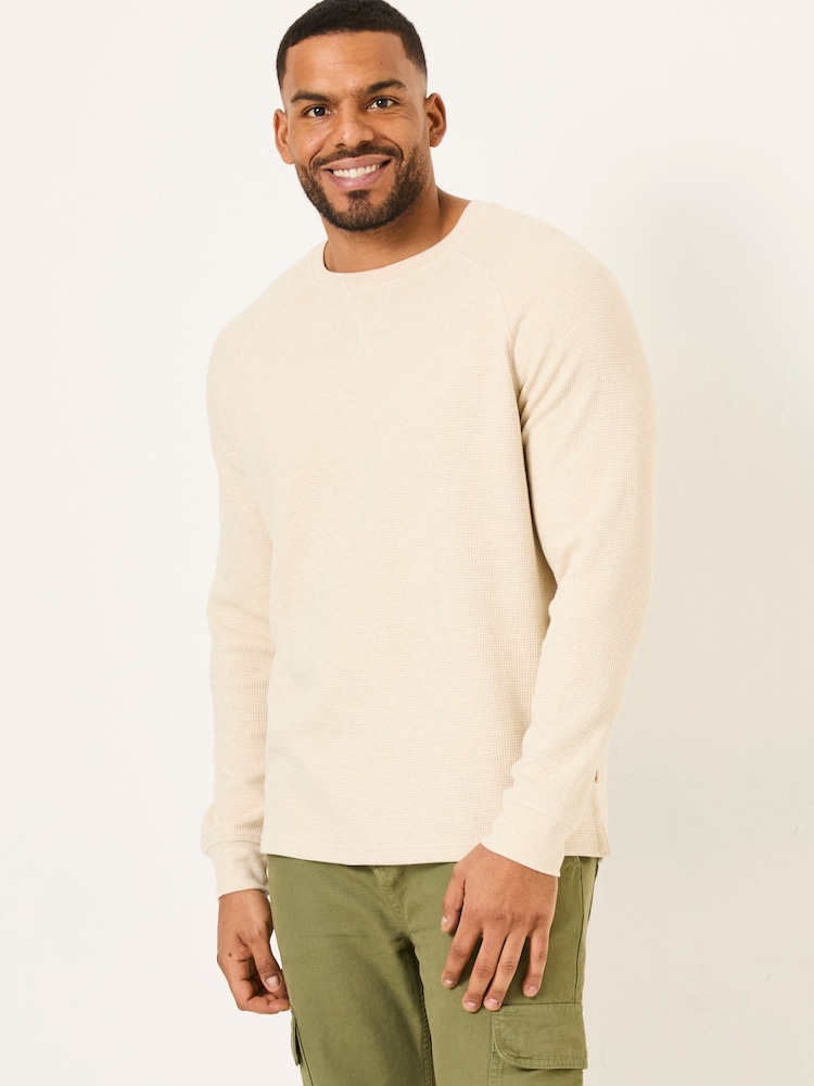 FatFace Natural Long-Sleeve Waffle Crew - Image 8 of 11