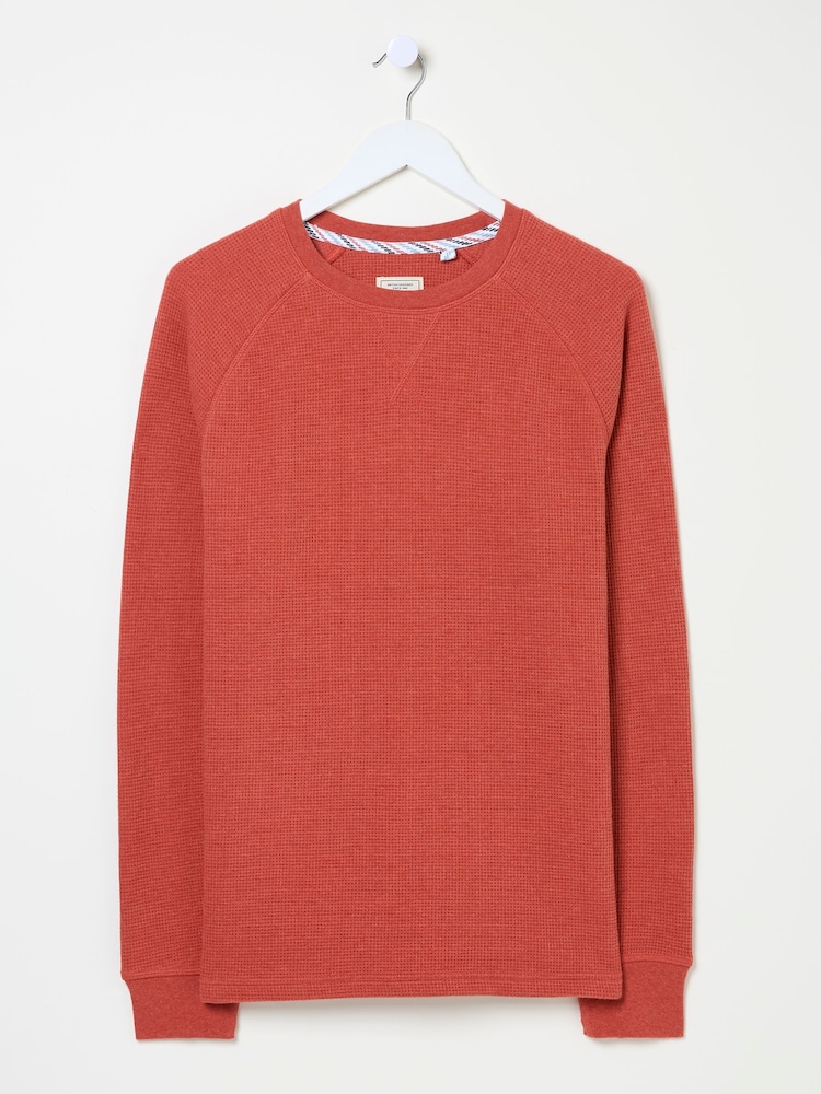 FatFace Vintage Red Long-Sleeve Waffle Crew - Image 7 of 8