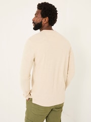Бежевый - FatFace Long Sleeve Slub Henley - Image 2 of 8