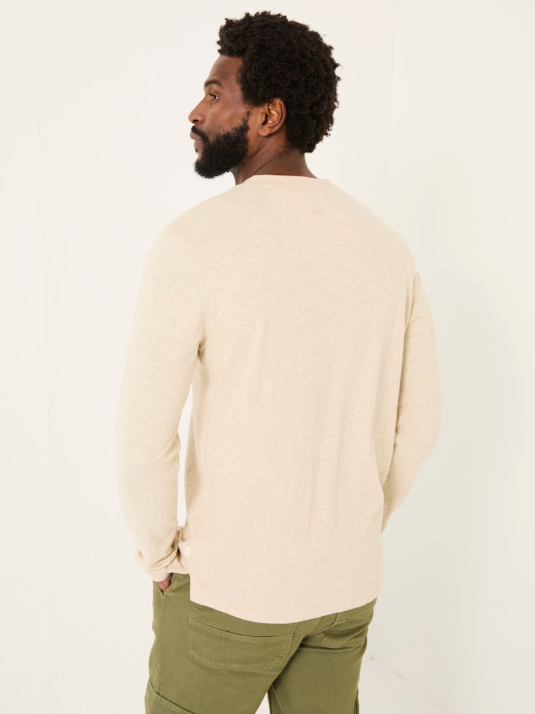 Бежевый - FatFace Long Sleeve Slub Henley - Image 2 of 8