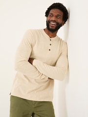 Бежевый - FatFace Long Sleeve Slub Henley - Image 3 of 8