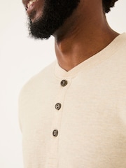 Бежевый - FatFace Long Sleeve Slub Henley - Image 4 of 8
