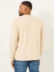 Бежевый - FatFace Long Sleeve Slub Henley - Image 6 of 8