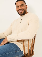 Бежевый - FatFace Long Sleeve Slub Henley - Image 7 of 8