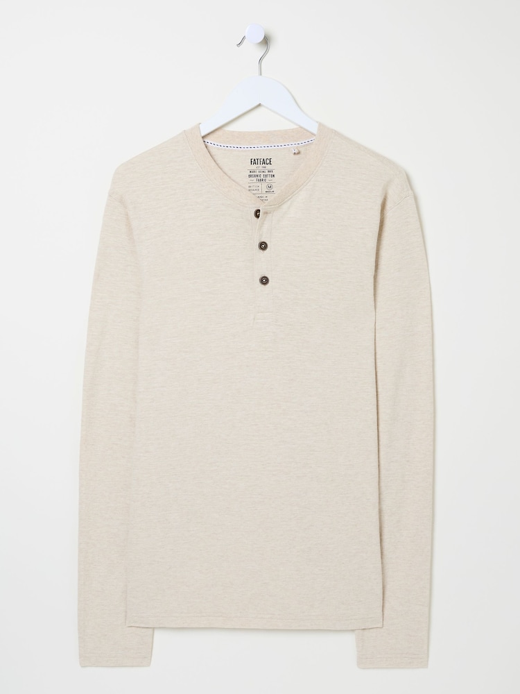 Бежевый - FatFace Long Sleeve Slub Henley - Image 8 of 8