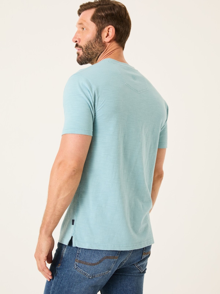 Light Blue - FatFace Slub Henley T-Shirt - Image 2 of 5 Light Blue - FatFace Slub Henley T-Shirt - Image 2 of 5