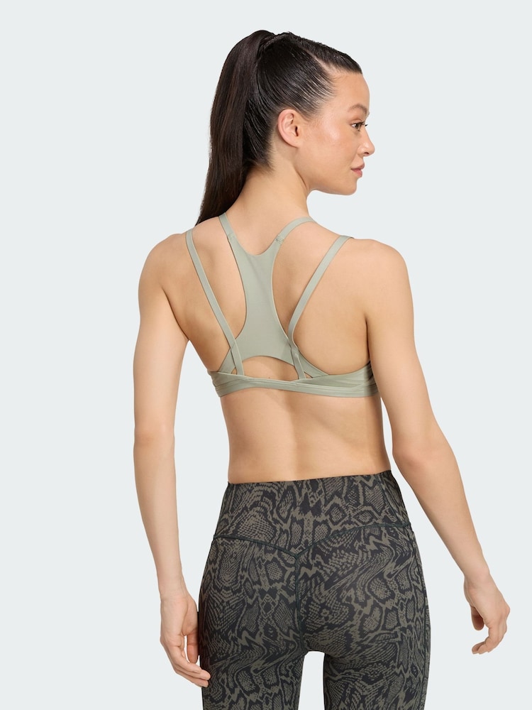 adidas Green Optime Workout Strappy Light Support Bra - Image 2 of 5 adidas Green Optime Workout Strappy Light Support Bra - Image 2 of 5