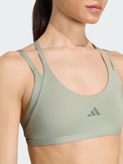 adidas Green Optime Workout Strappy Light Support Bra - Image 3 of 5