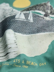 FatFace Teal Collage Landscape 100% Cotton Short Sleeve Graphic T-Shirt - Image 6 of 6
