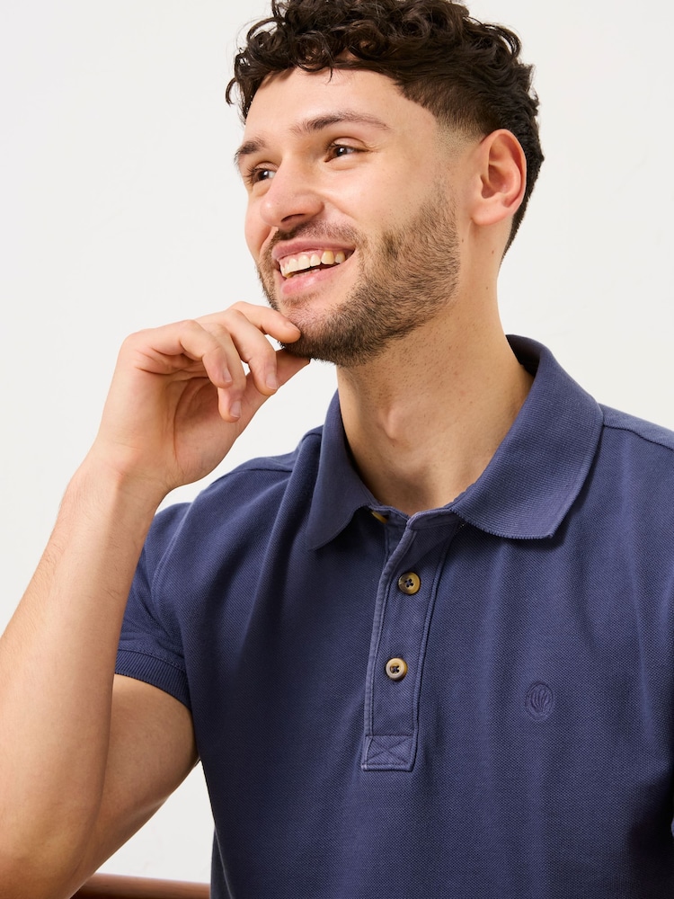 FatFace Blue Denim Pique Polo - Image 4 of 5