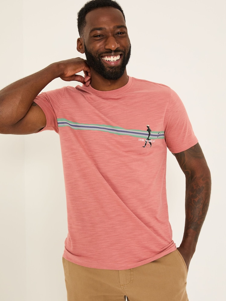 FatFace Pink Surf Stripe 100% Cotton Short Sleeve Graphic T-Shirt - Image 1 of 6