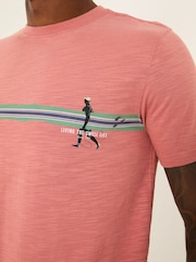 FatFace Pink Surf Stripe 100% Cotton Short Sleeve Graphic T-Shirt - Image 4 of 6