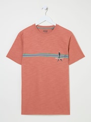 FatFace Pink Surf Stripe 100% Cotton Short Sleeve Graphic T-Shirt - Image 5 of 6